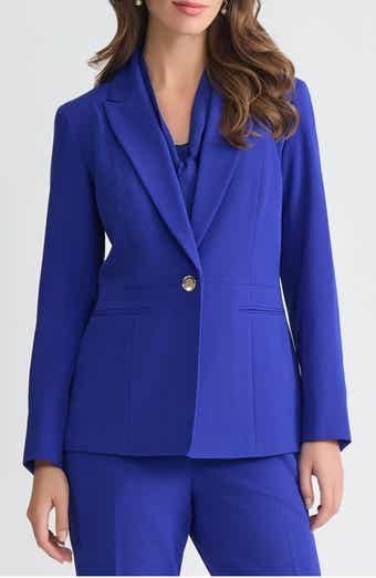 KASPER Peak Lapel Stretch Crepe Peplum Blazer
