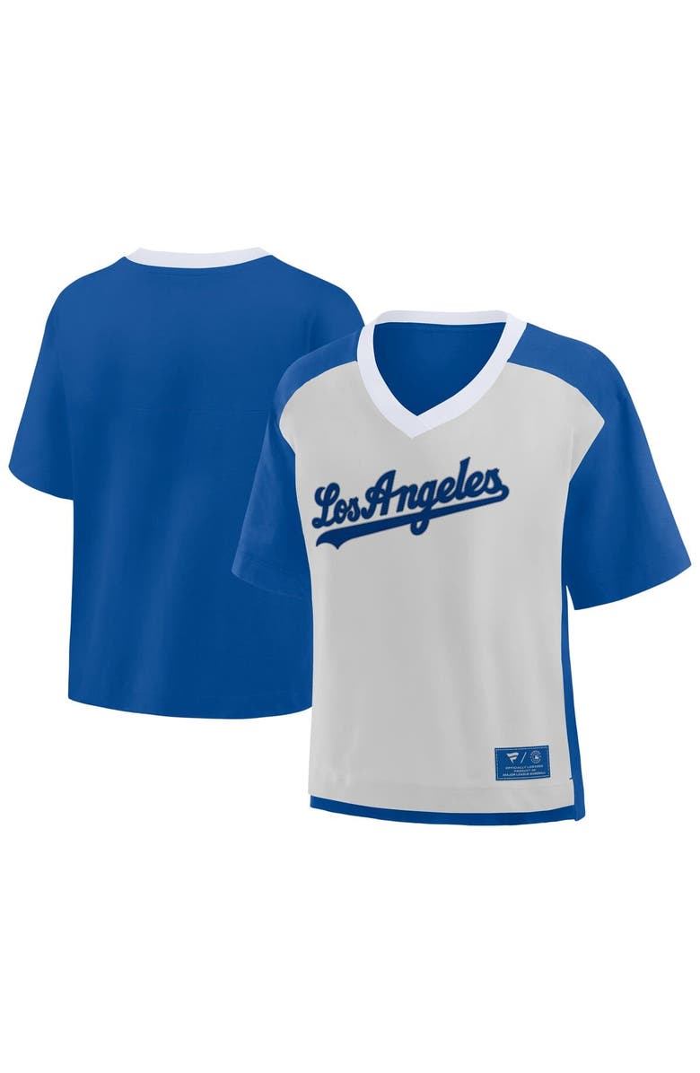 FANATICS Women's Fanatics Royal/Graphite Los Angeles Dodgers Oversized Race To Win V-Neck T-Shirt, Alternate, color, Royal