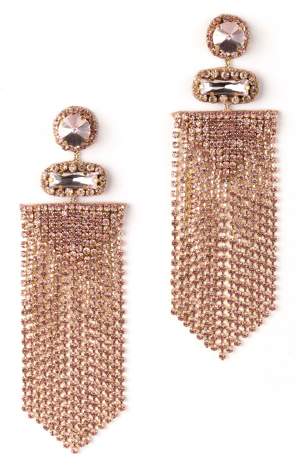 Anvi Crystal Fringe Earrings, color, PEACH