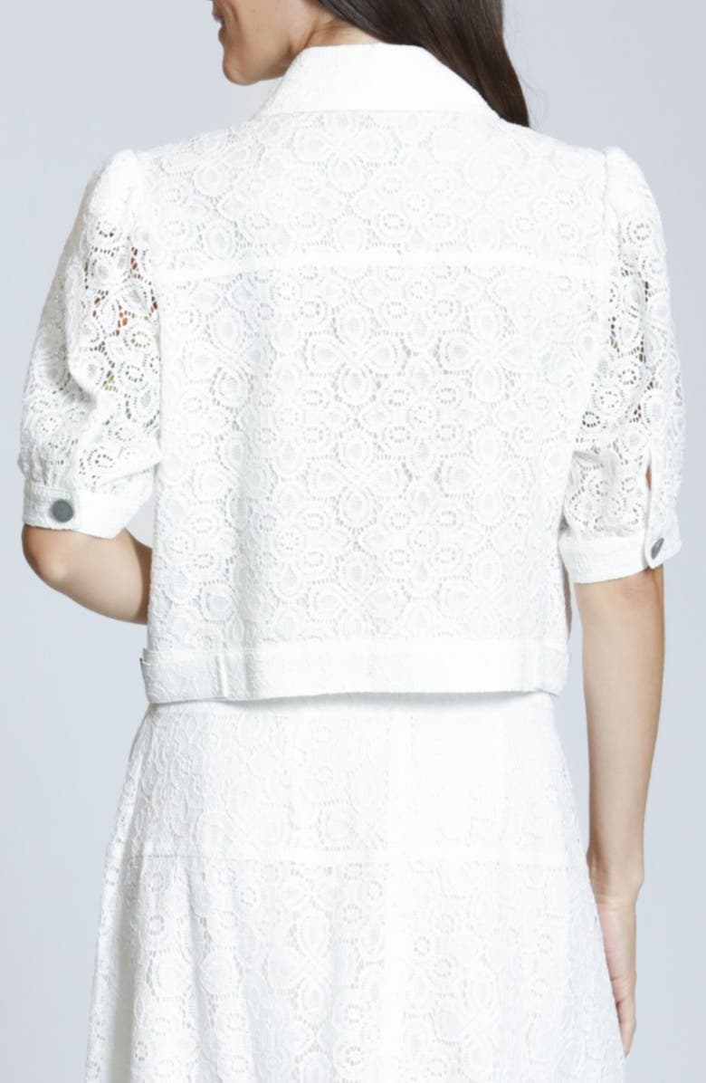 APNY Elbow Sleeve Lace Trucker Jacket, Alternate, color, White