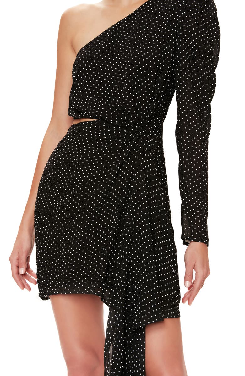 AFRM Shabi Polka Dot One-Shoulder Minidress, Alternate, color, 