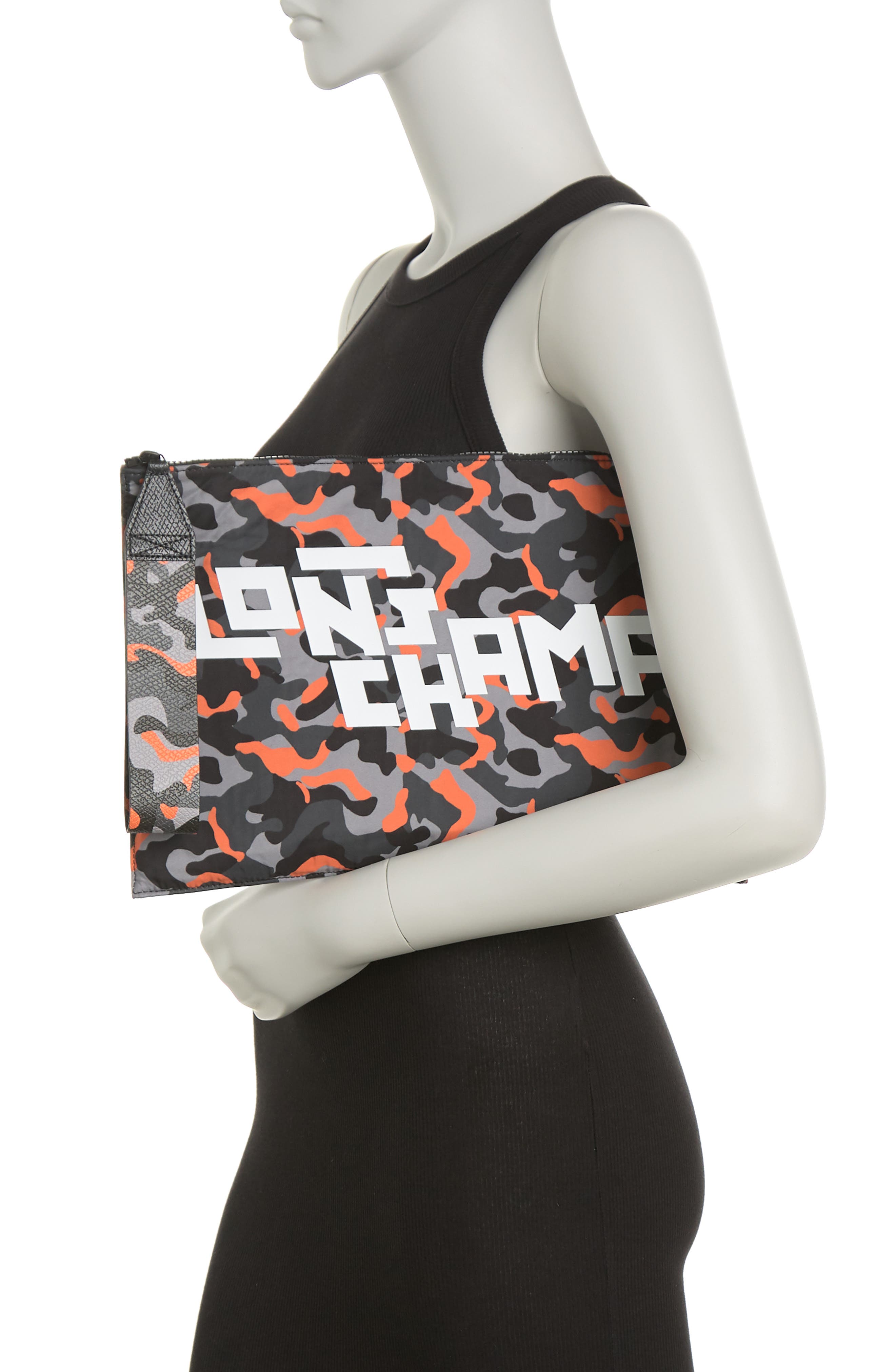 Longchamp Camo Top Zip Wrislet, Alternate, color, 