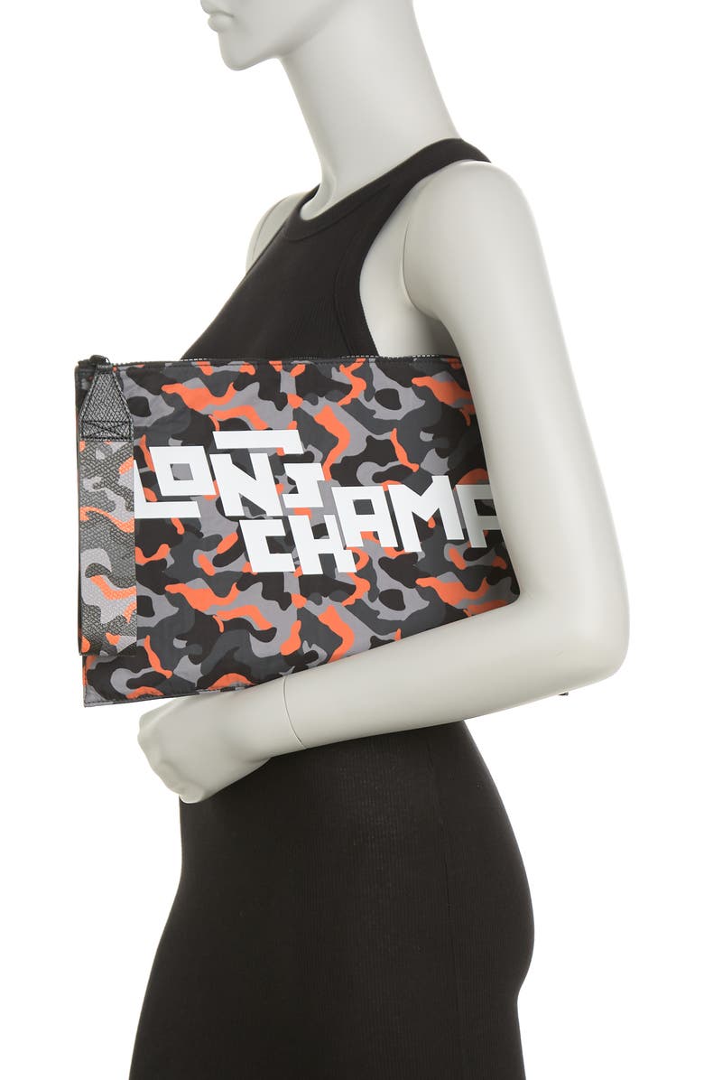 Longchamp Camo Top Zip Wrislet, Alternate, color,