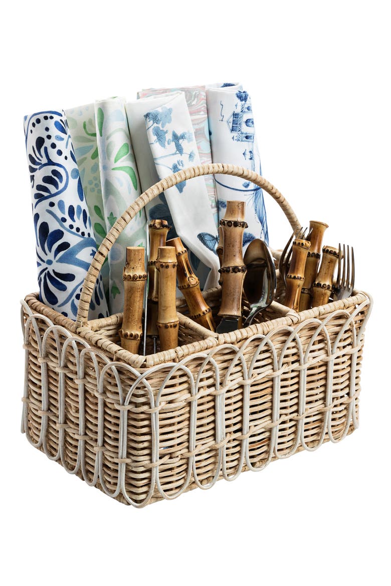 Provence Rattan Flatware Basket, Alternate, color, WHITEWASH