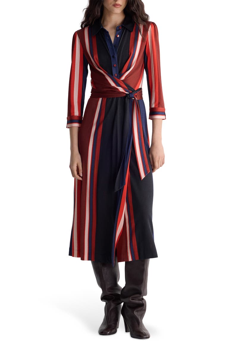 Sana Two Stripe Midi Wrap Dress, Main, color, PAGLIA STRIPE OXIDE