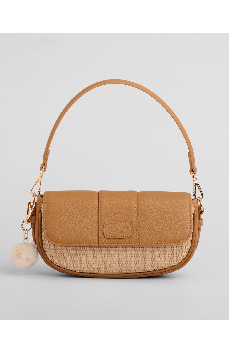 Pom Pom London Wilmington Mini Raffia Crossbody Bag, Main, color, Maple Raffia & Leather