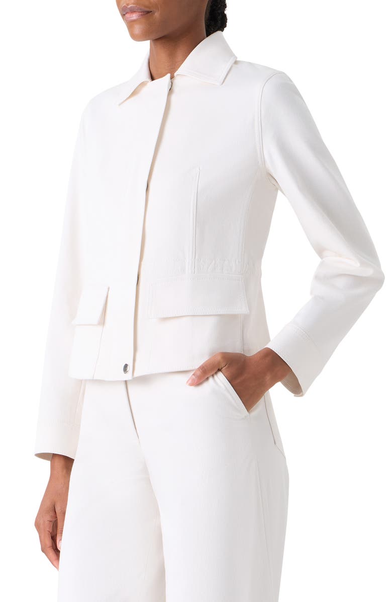 Akris Hugh Stretch Denim Cargo Jacket, Alternate, color, Ecru