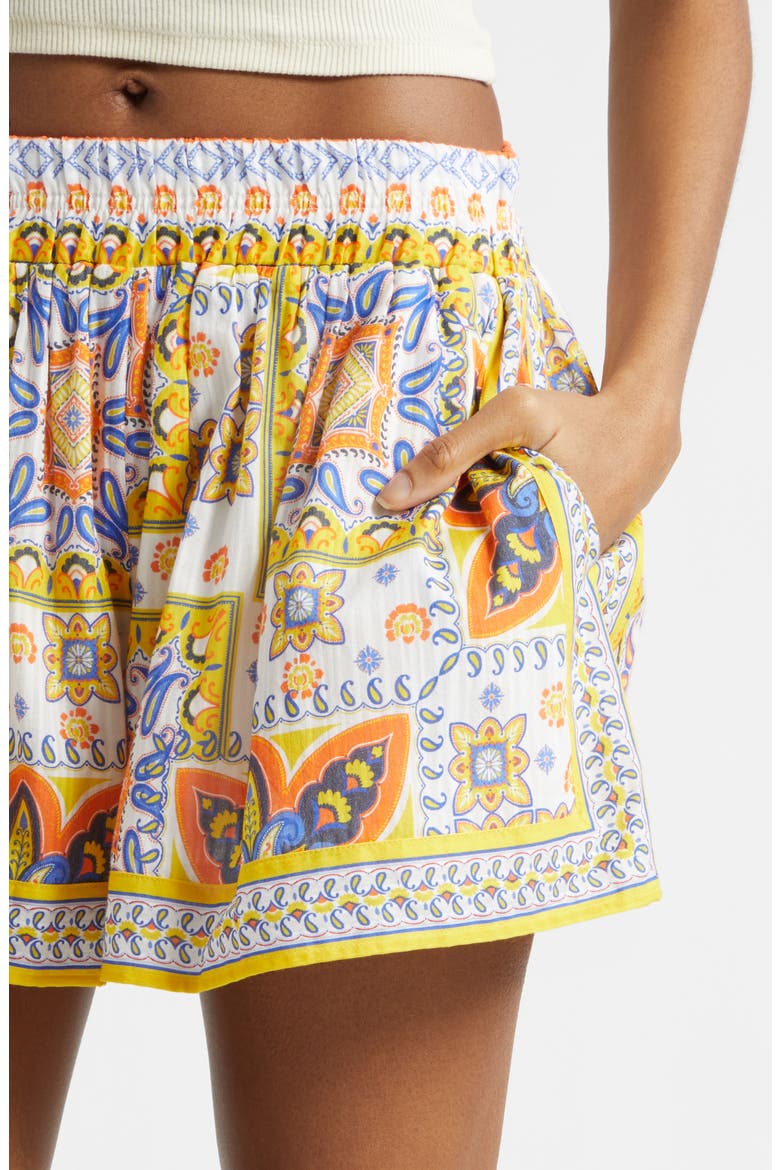 Angelina Tile Print Shorts, Alternate, color, WHITE PIAZZA