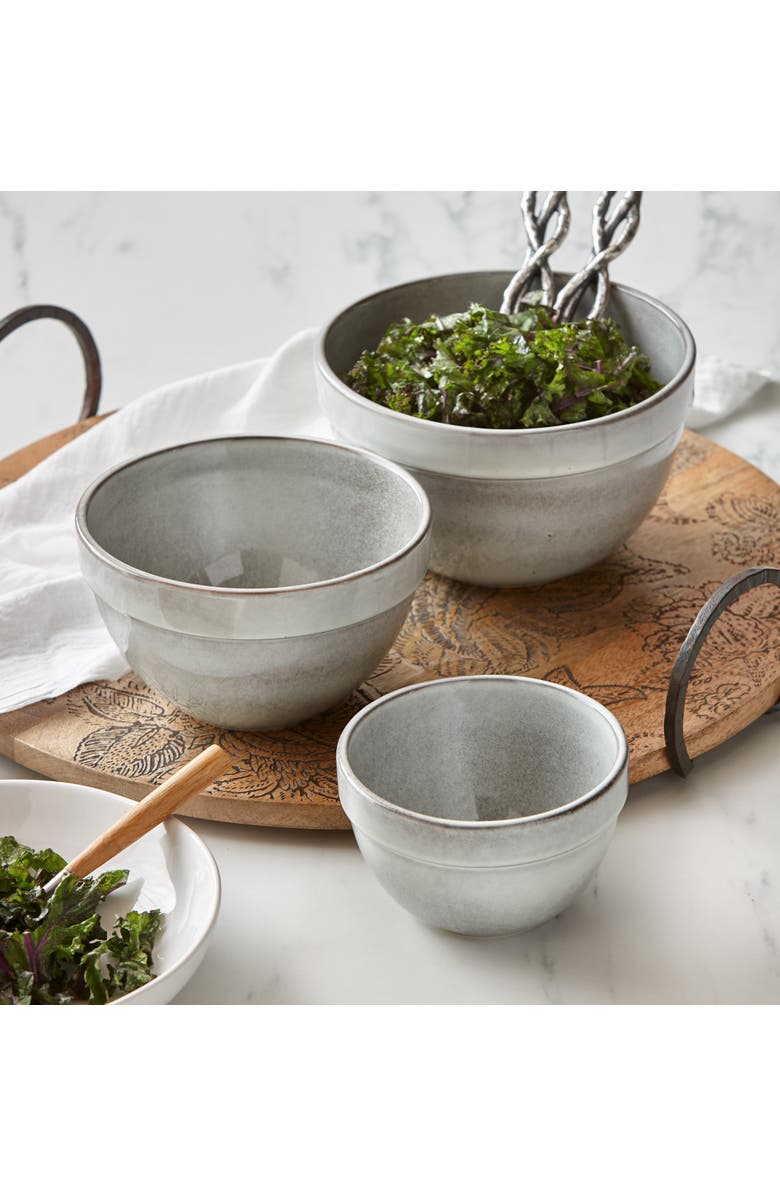 tag Stinson Set of 3 Light Gray Ceramic Mixing Bowls Kitchen, Alternate, color, Gray