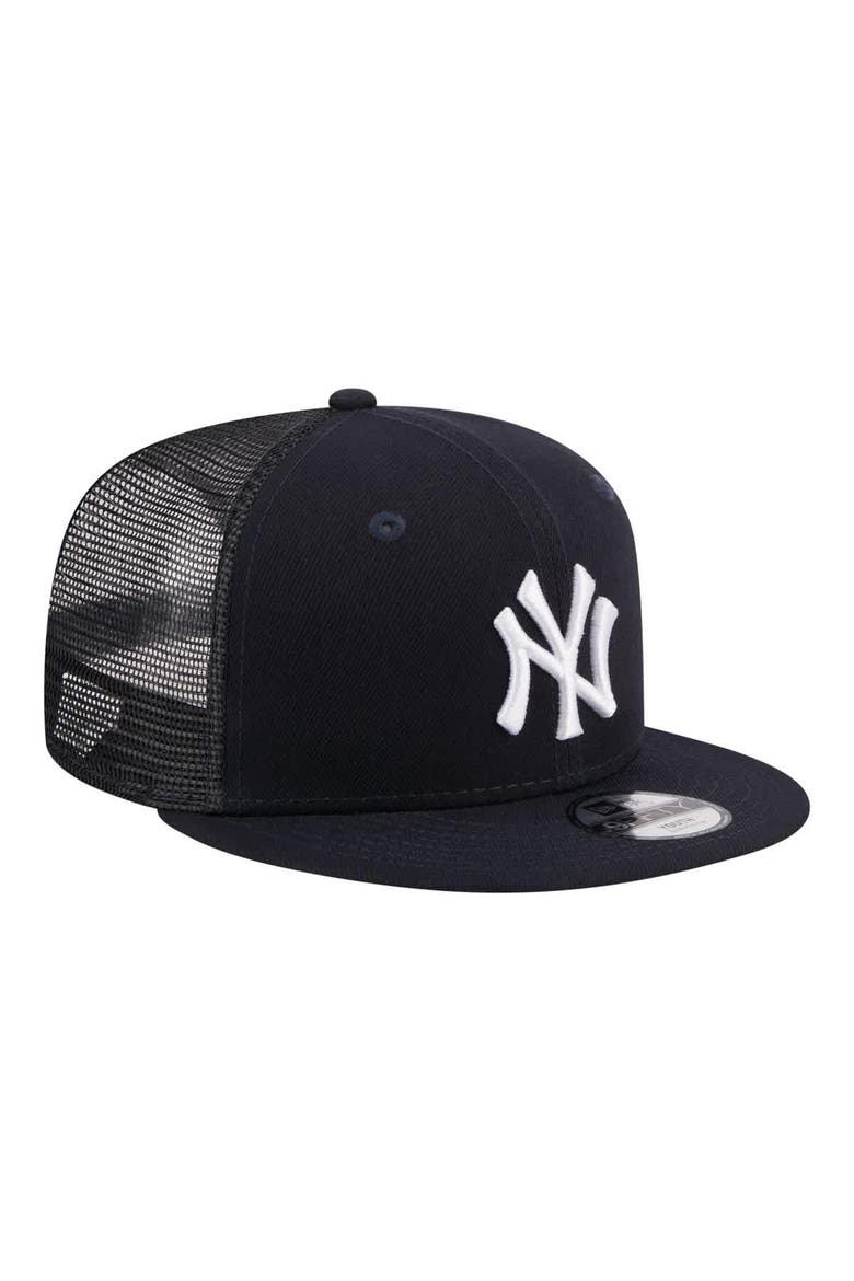 Youth New Era  Navy New York Yankees 9FIFTY Trucker Snapback Hat, Alternate, color, Navy