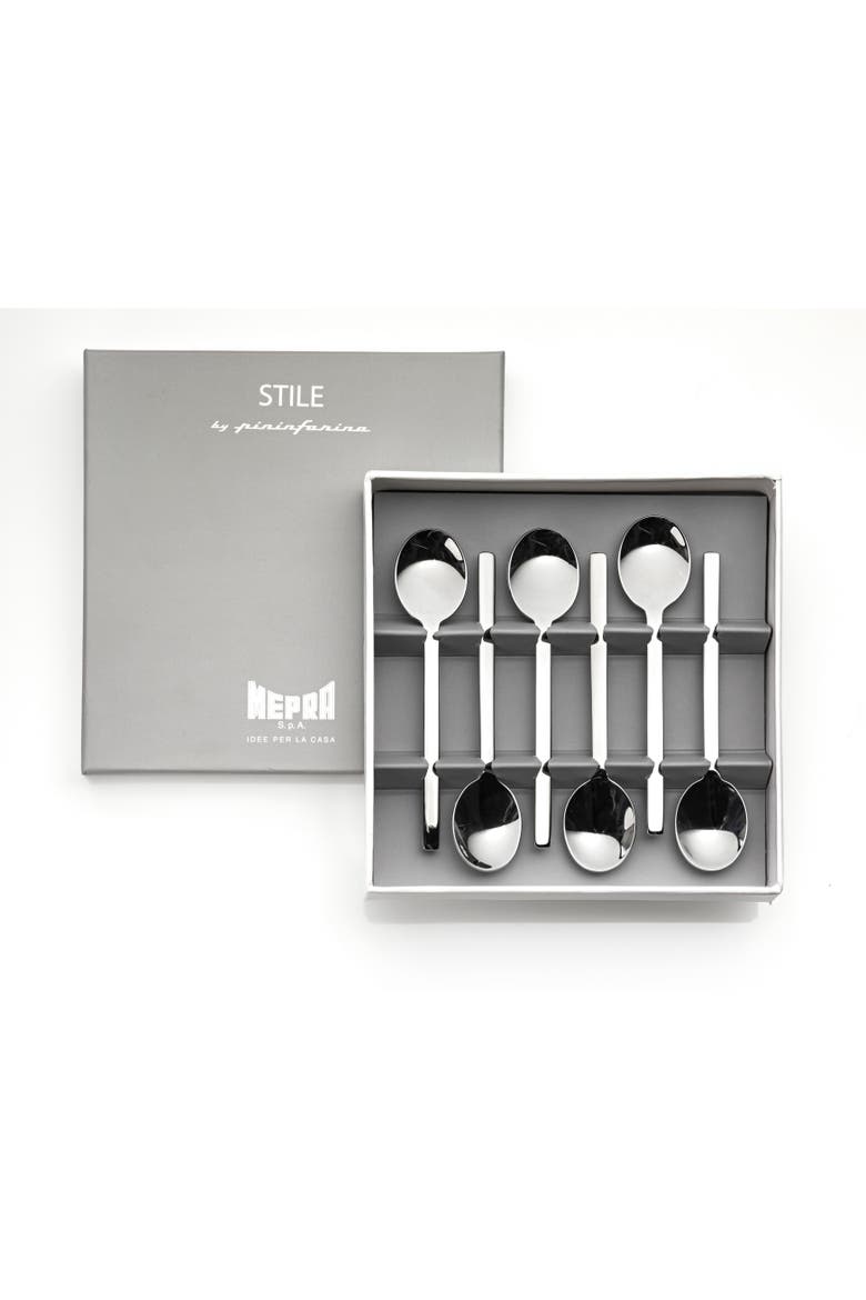 Stile By Pininfarina Espresso Spoon Set - 6 Pieces, Main, color, Silver