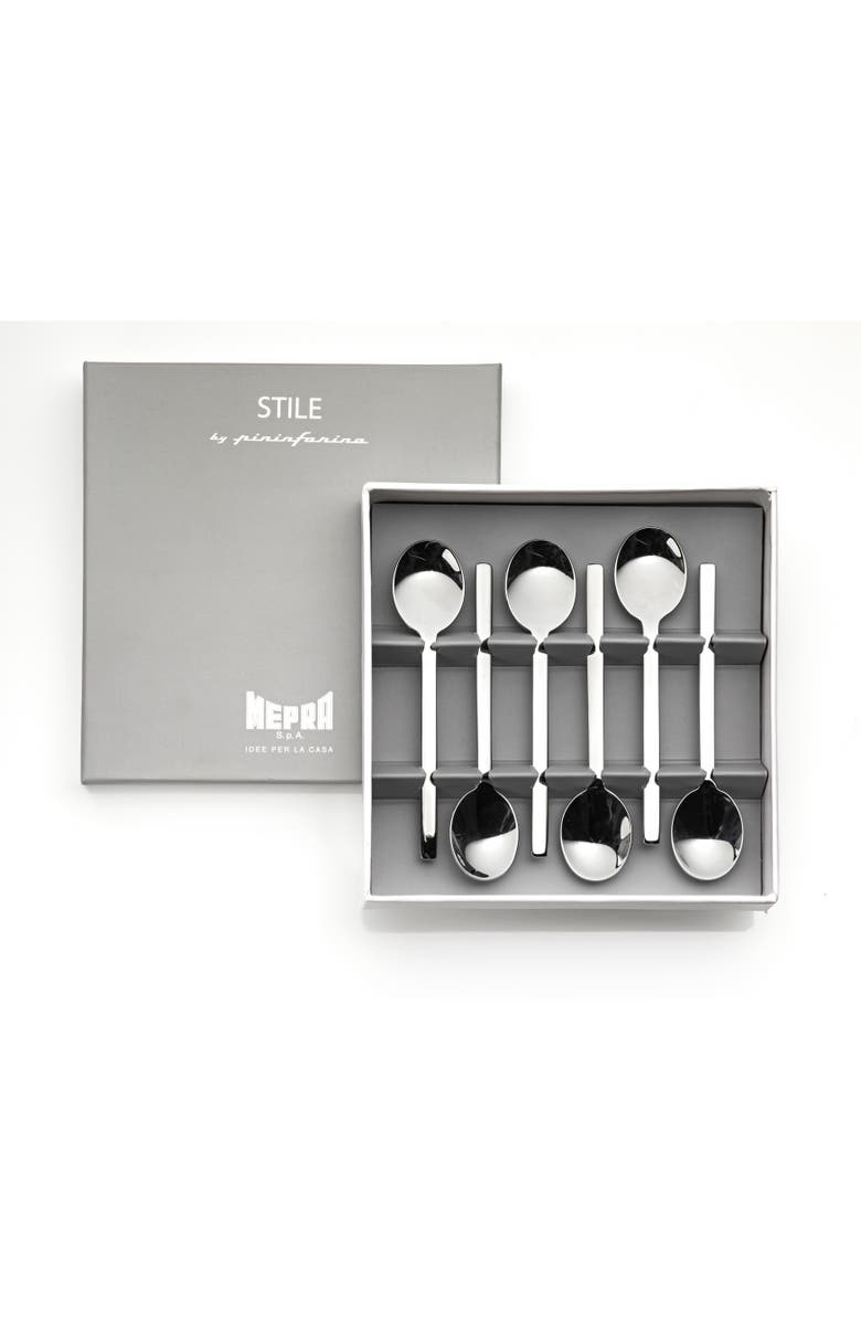 Mepra Stile By Pininfarina Espresso Spoon Set - 6 Pieces, Main, color, Silver