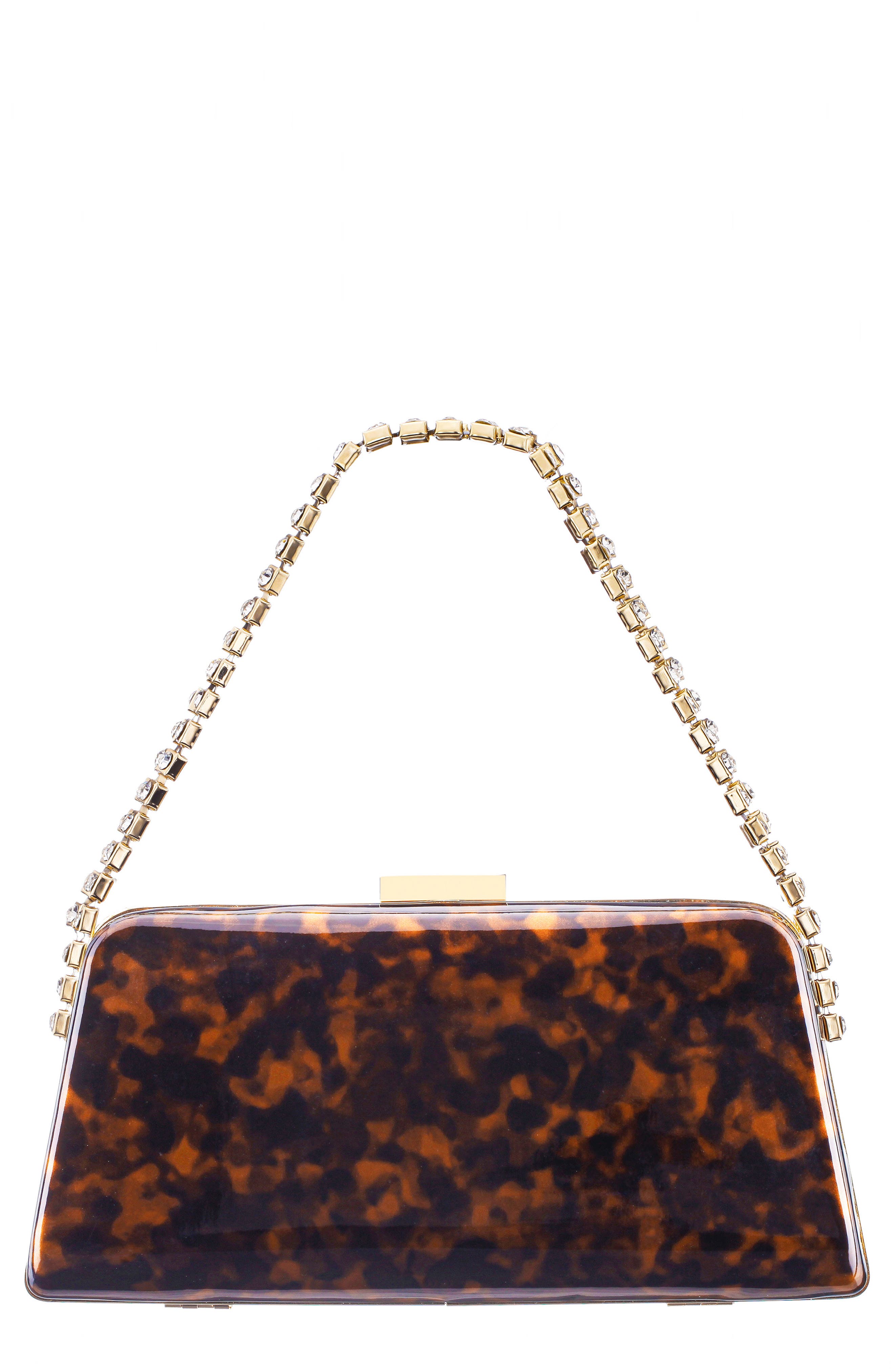 Darsie Faux Leather Frame Clutch, Main, color, TORTOISE