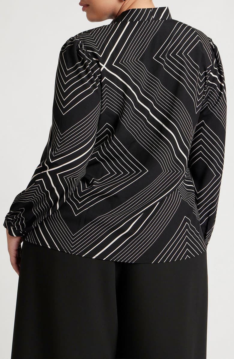 ELOQUII Print Tie Neck Top, Alternate, color, 