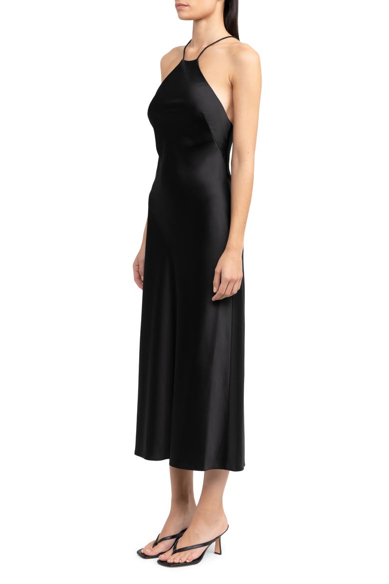 Vienna Satin Dress, Alternate, color, BLACK