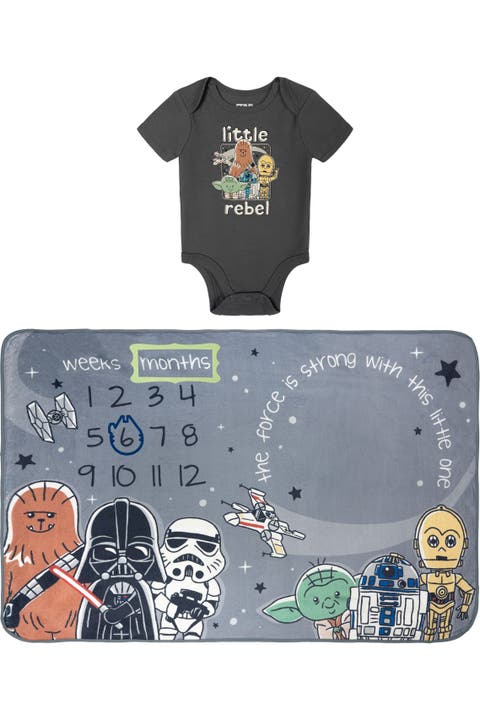 New Baby 4-Piece Bodysuit and Blanket Set