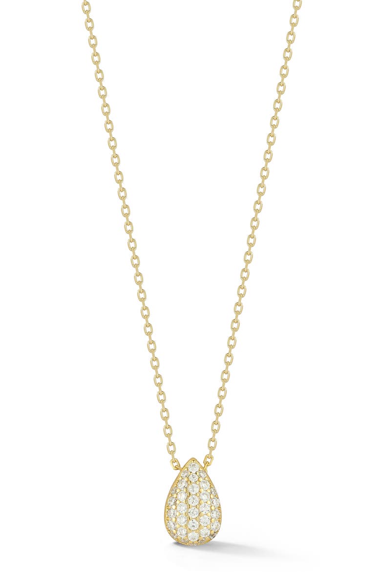 Pavé Cubic Zirconia Oval Pendant Necklace, Main, color, GOLD