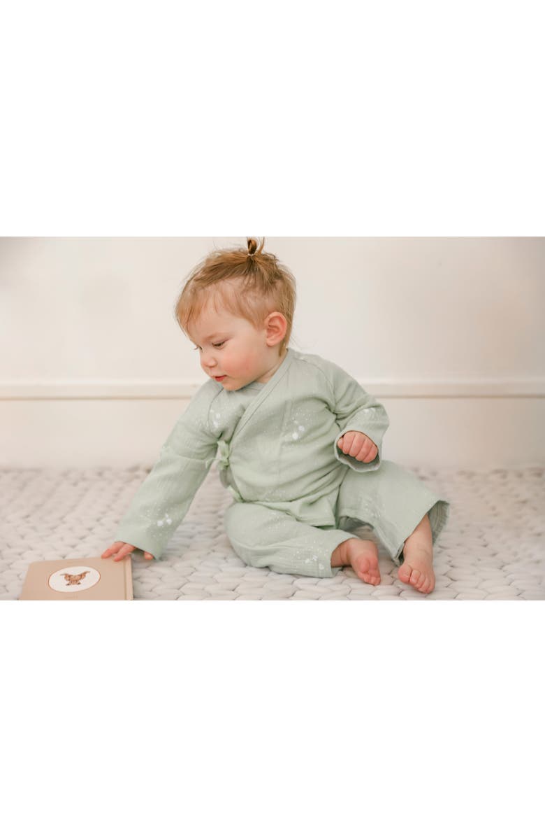 Fragile Strawberry Wrap Muslin Romper, Alternate, color, Mint