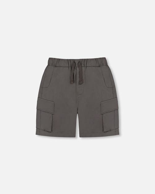 Deux Par Deux Boy's Parachute Cargo Pocket Shorts Dark Gray In Dark Gray