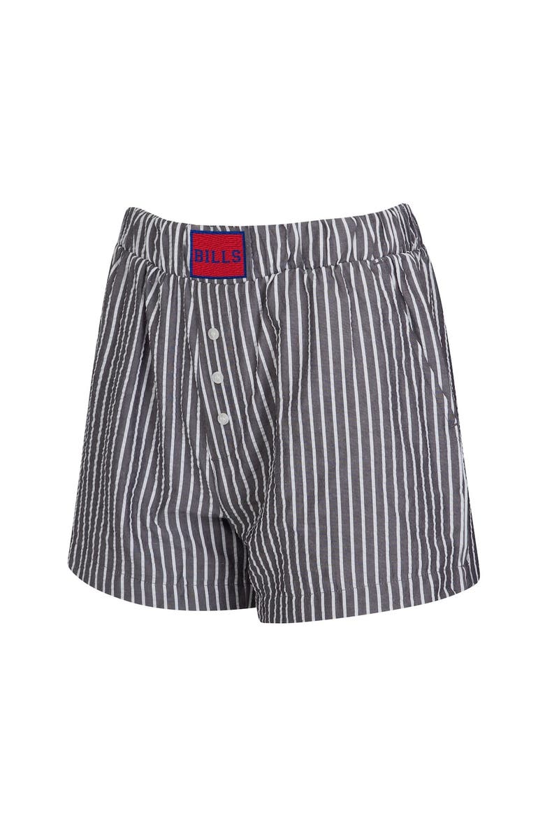 Women's Concepts Sport  Charcoal Buffalo Bills Two-Pack Stripes and Solids Boxer Shorts Set, Alternate, color, Charcoal