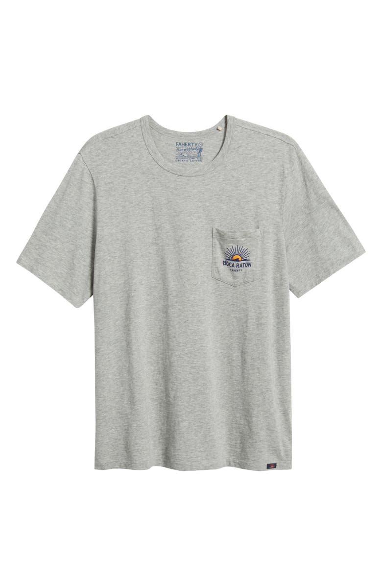 Faherty Sunwashed Boca Raton Graphic Pocket T-Shirt, Main, color, Granite Heather