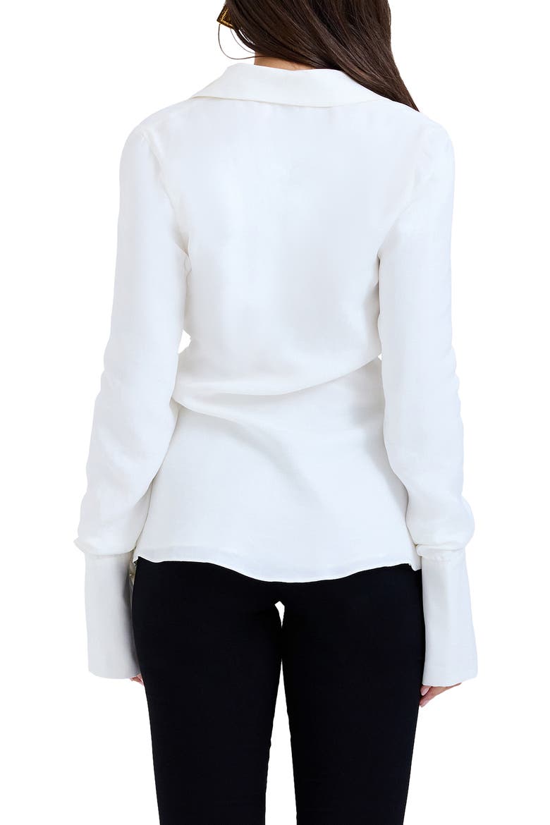HOUSE OF CB Hope Drape Front Tie Shirt (Women) | Nordstrom