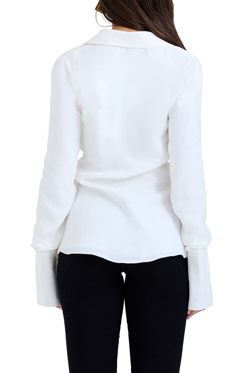 HOUSE OF CB Hope Drape Front Tie Shirt, Alternate, color, White