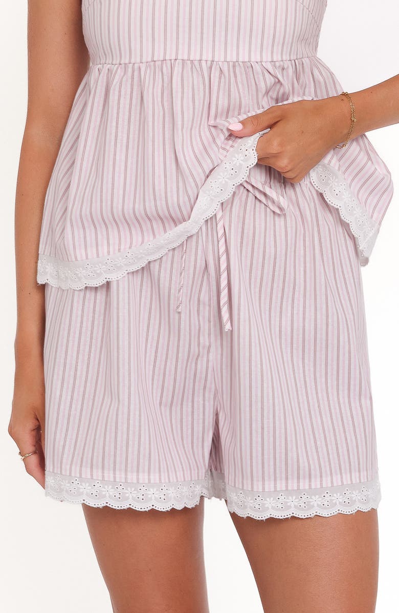 Petal & Pup Birdie Stripe Cotton Babydoll Camisole & Shorts Set, Alternate, color, Pink Stripe