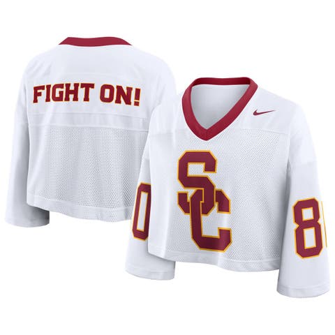 Women's Nike White USC Trojans Oversized Logo Cropped Fashion Jersey