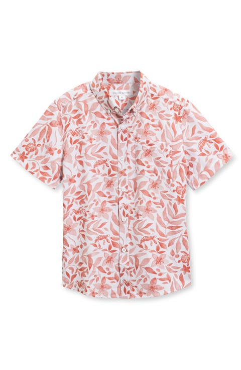 Kids' Turtle Floral 4-Way Stretch Short Sleeve Button-Down Shirt (Little Kid & Big Kid)