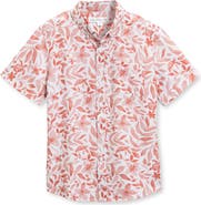 Vintage Summer Kids' Turtle Floral 4-Way Stretch Short Sleeve Button-Down Shirt