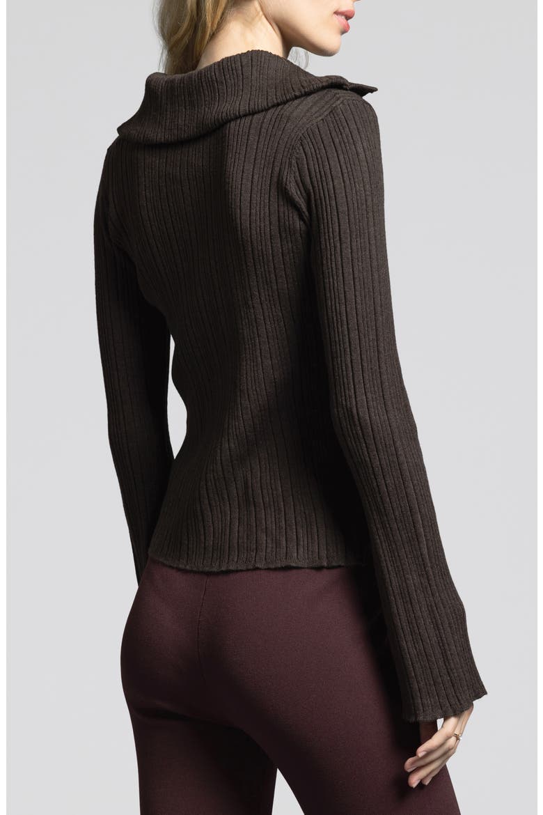 Marisa Ribbed Polo Sweater, Alternate, color, ESPRESSO