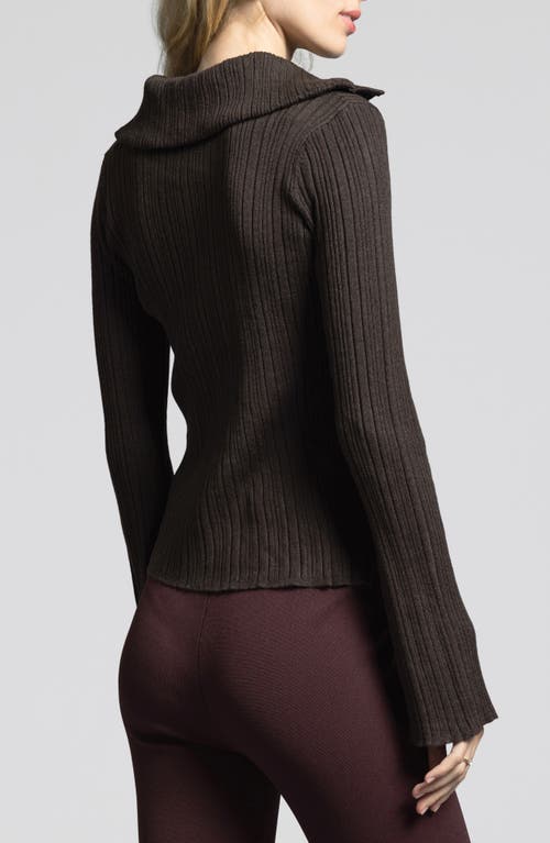 Weekend Los Angeles Marisa Ribbed Polo Sweater In Espresso
