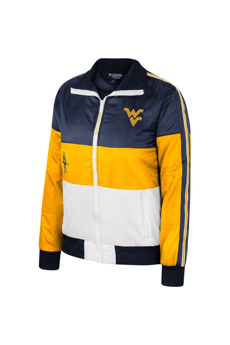 Women's The Wild Collective  Gold West Virginia Mountaineers Color-Block Puffer Full-Zip Jacket, Alternate, color, Gold