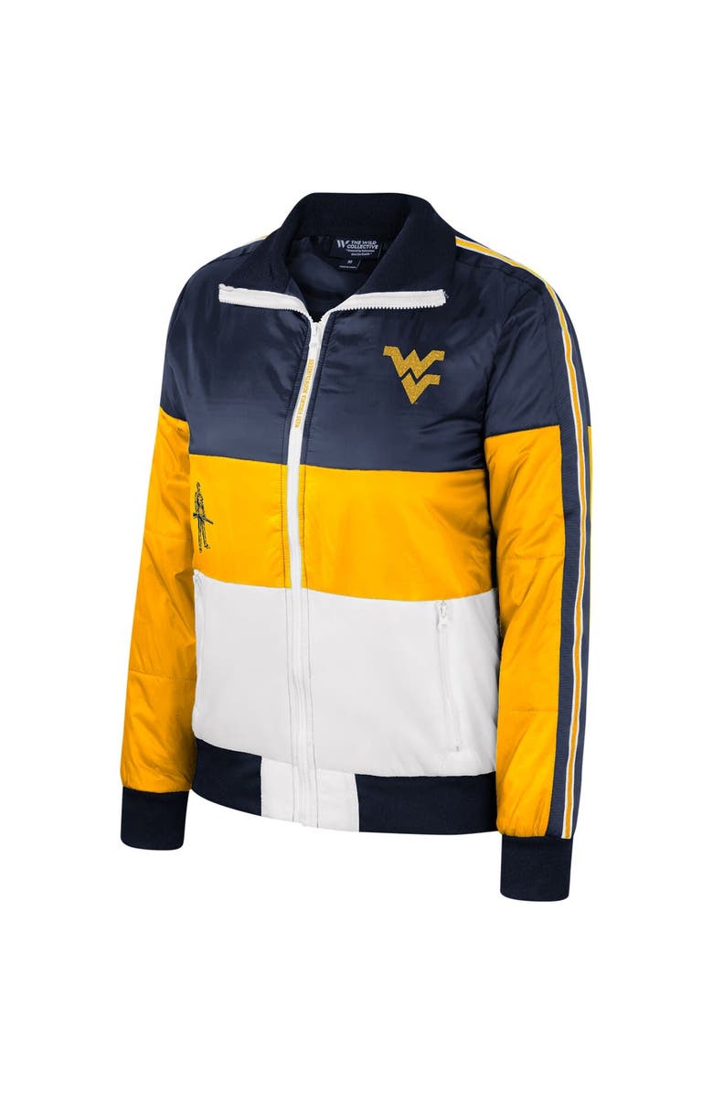 THE WILD COLLECTIVE Women's The Wild Collective Gold West Virginia Mountaineers Color-Block Puffer Full-Zip Jacket, Alternate, color, Gold