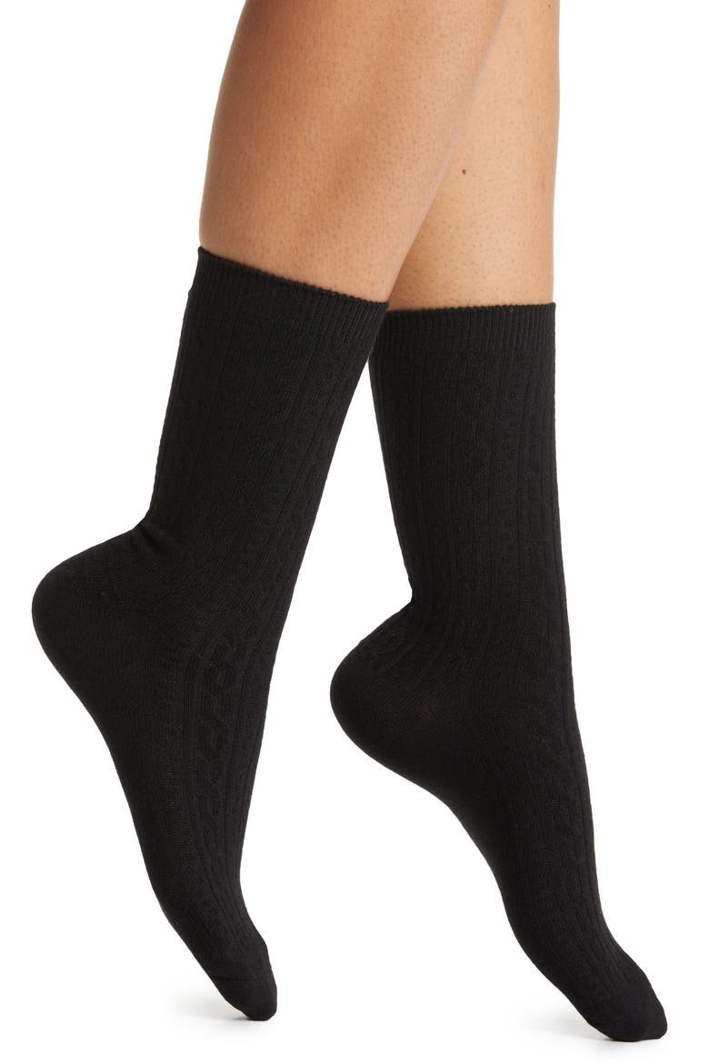 Rib Boot Socks, Main, color, BLACK