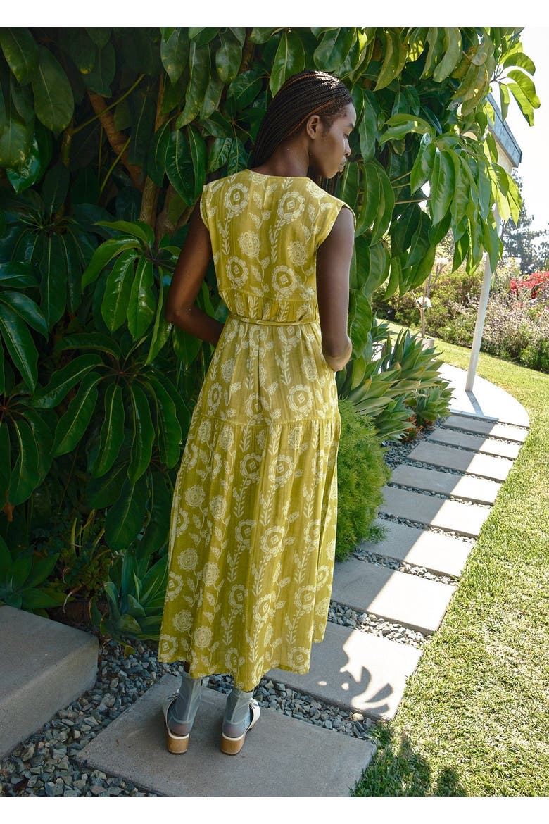 Jules V-neck Belted Tiered Maxi Dress, Alternate, color, Aloe