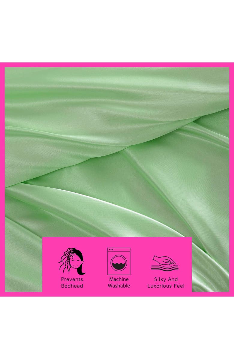 Betsey Johnson Solid Satin Sheet Set, Alternate, color, Pastel Green