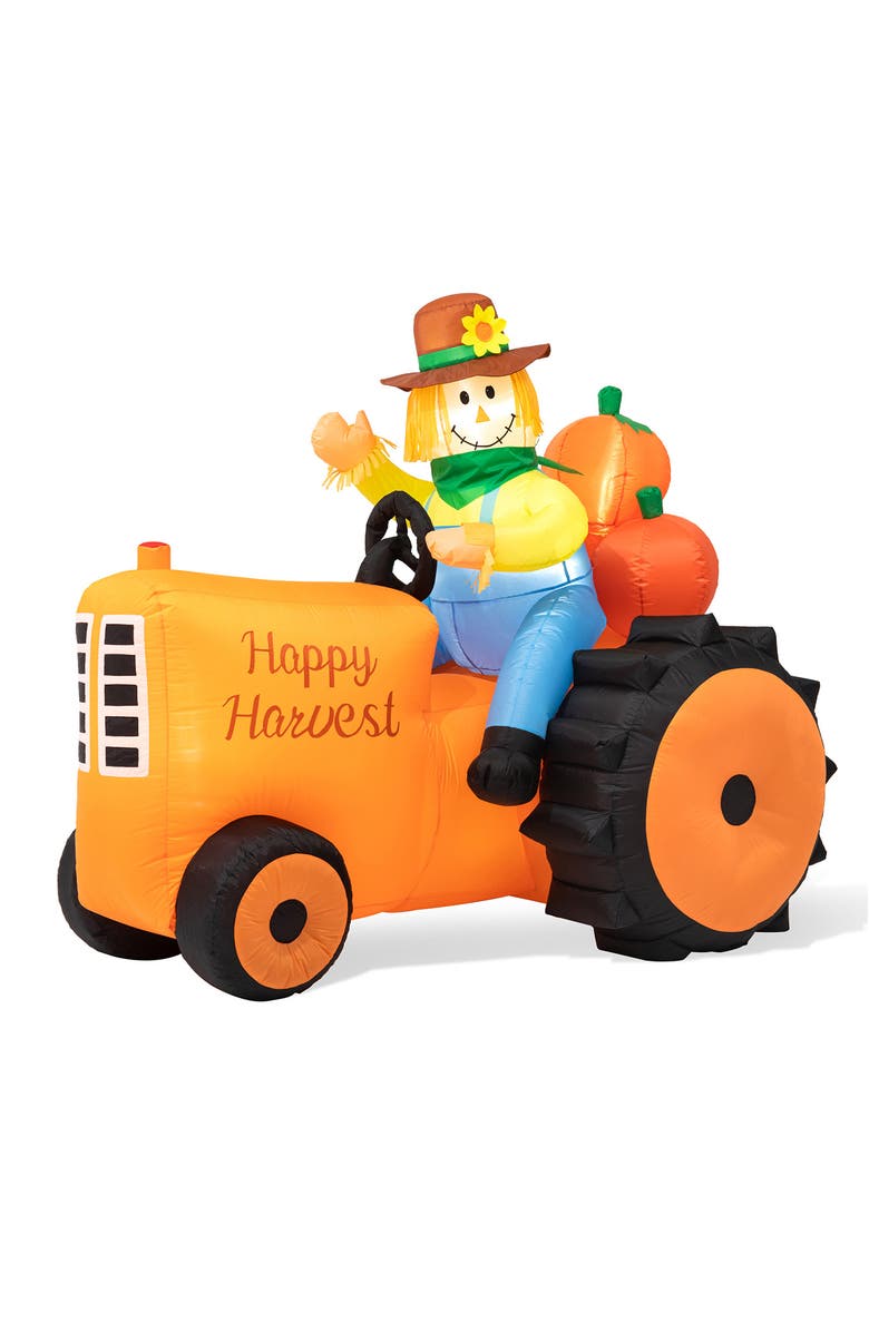 Glitzhome 7ft Fall Lighted Inflatable Tractor Decor, Main, color, 