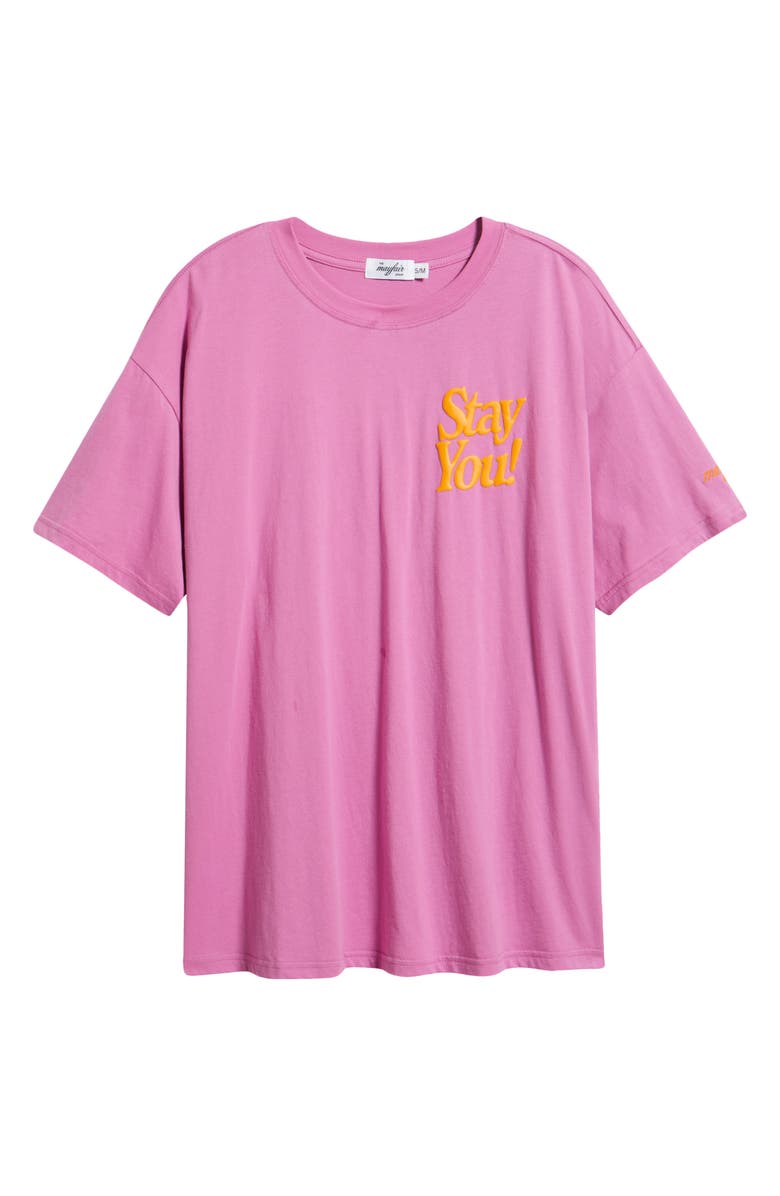 THE MAYFAIR GROUP Stay You Embroidered Oversize T-Shirt, Alternate, color, Pink