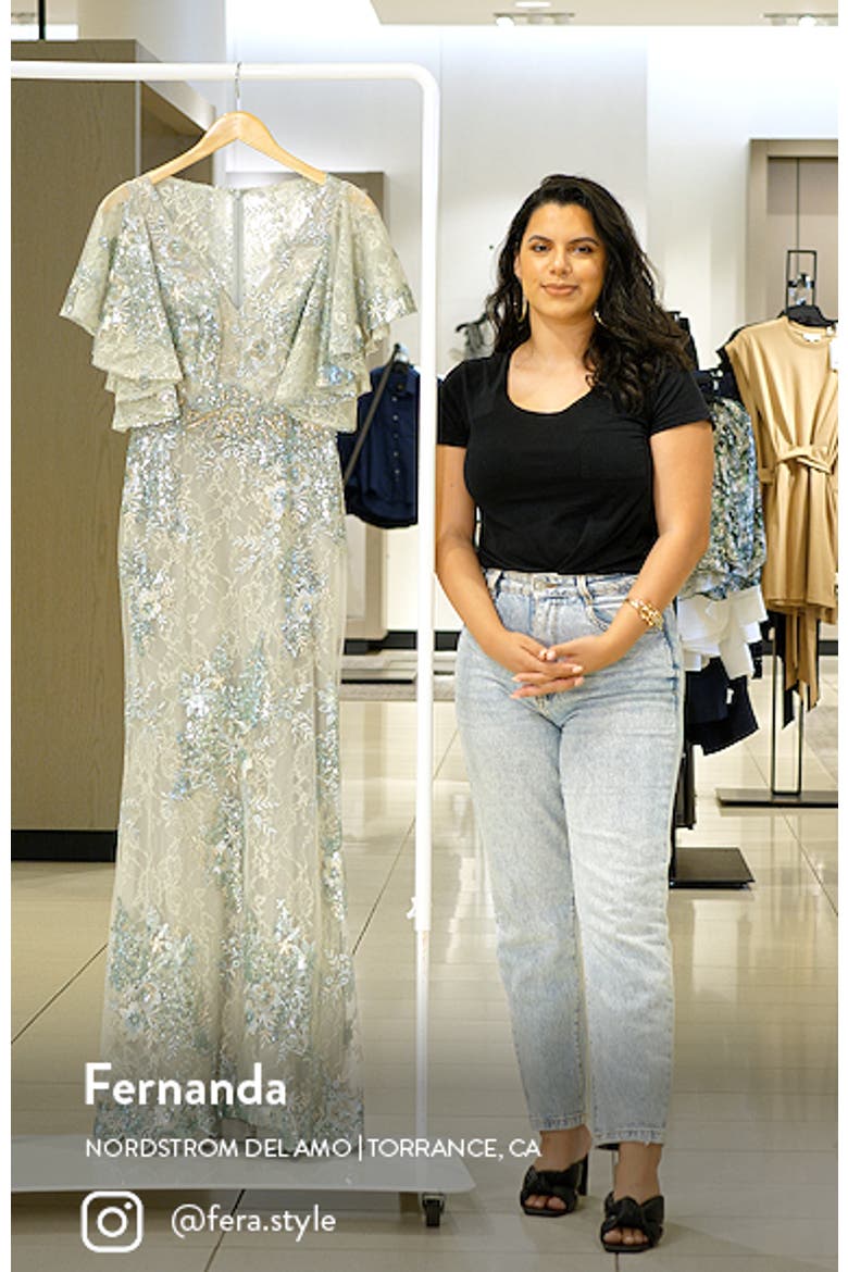 Flutter Sleeve Embellished Lace Trumpet Gown video