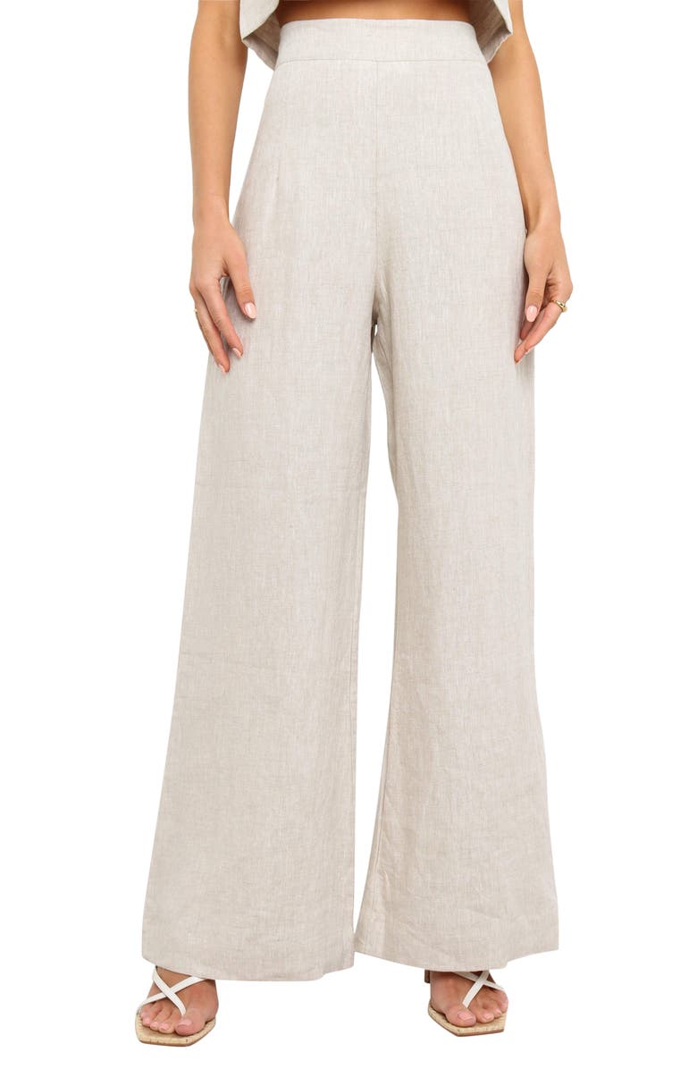 Petal & Pup Devlin Linen Wide Leg Pants, Main, color, Beige