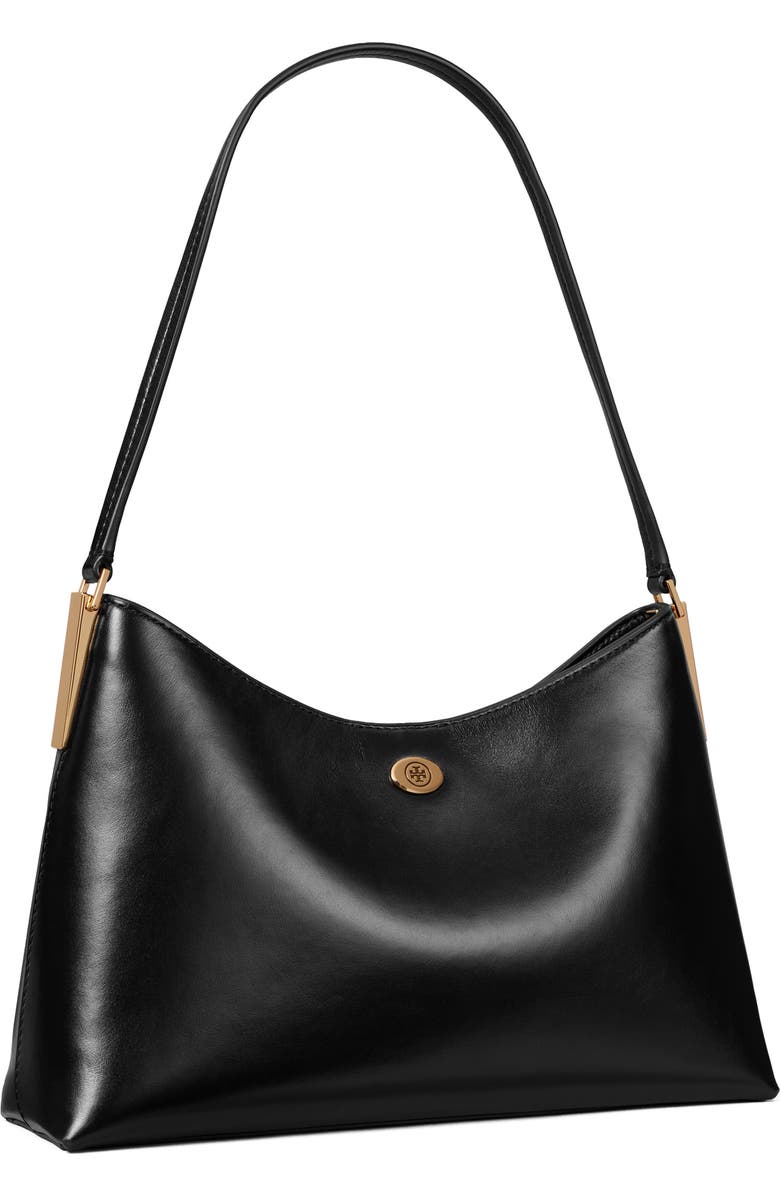 Tory Burch Small Robinson Leather Shoulder Bag, Alternate, color, Black
