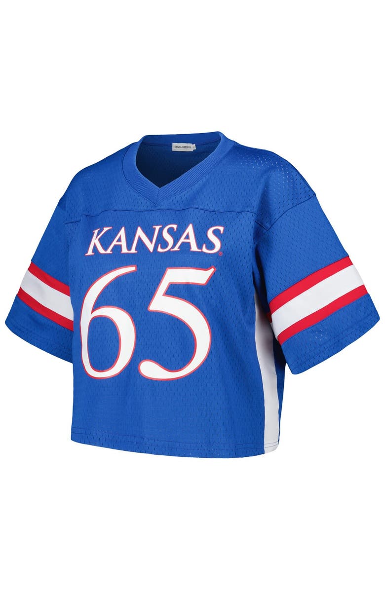 Established & Co. Women's Established & Co. #65 Royal Kansas Jayhawks Fashion Boxy Cropped Football Jersey, Alternate, color, Royal