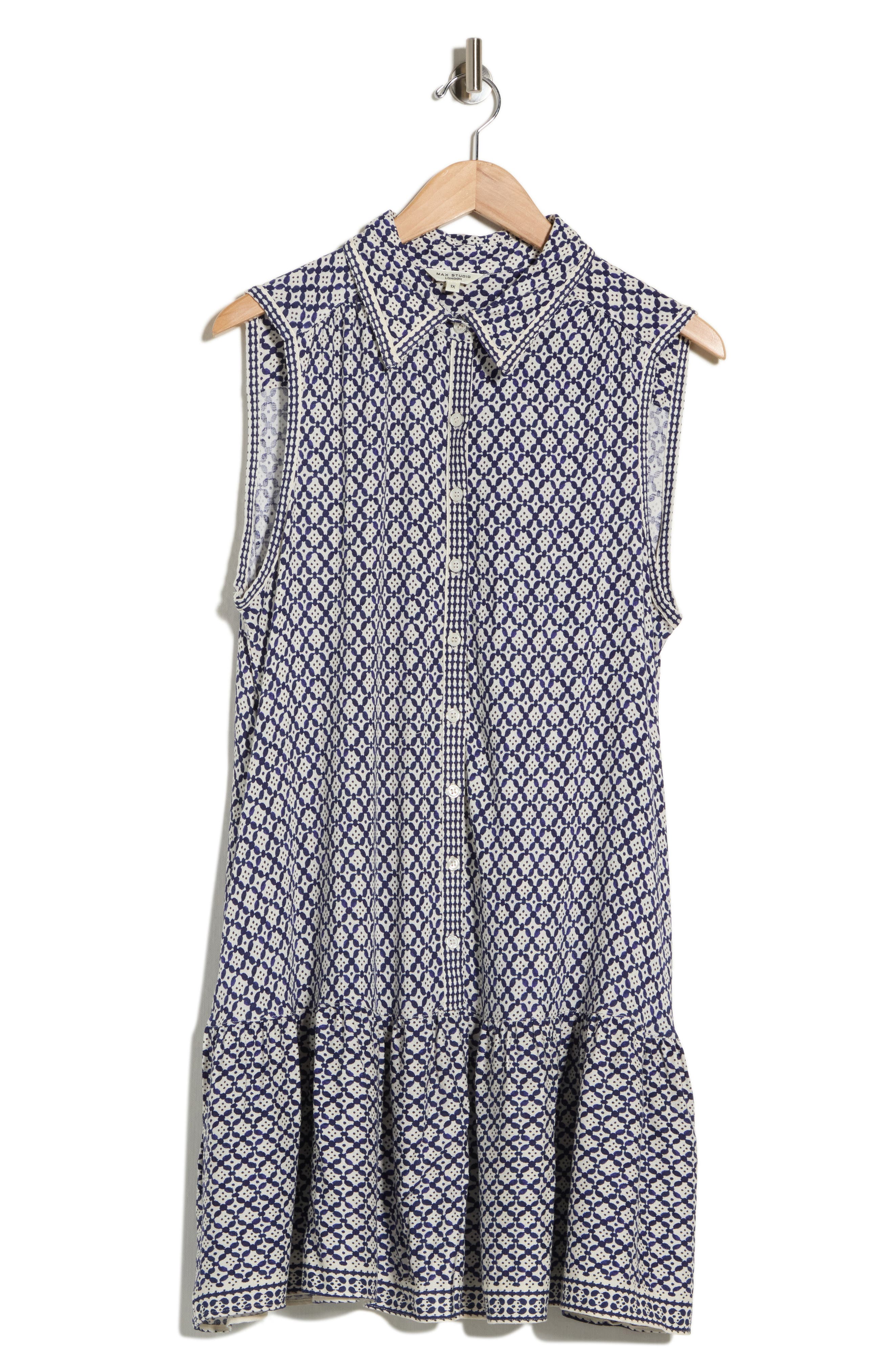 MAX STUDIO Sleeveless Ruffle Hem Shirtdress