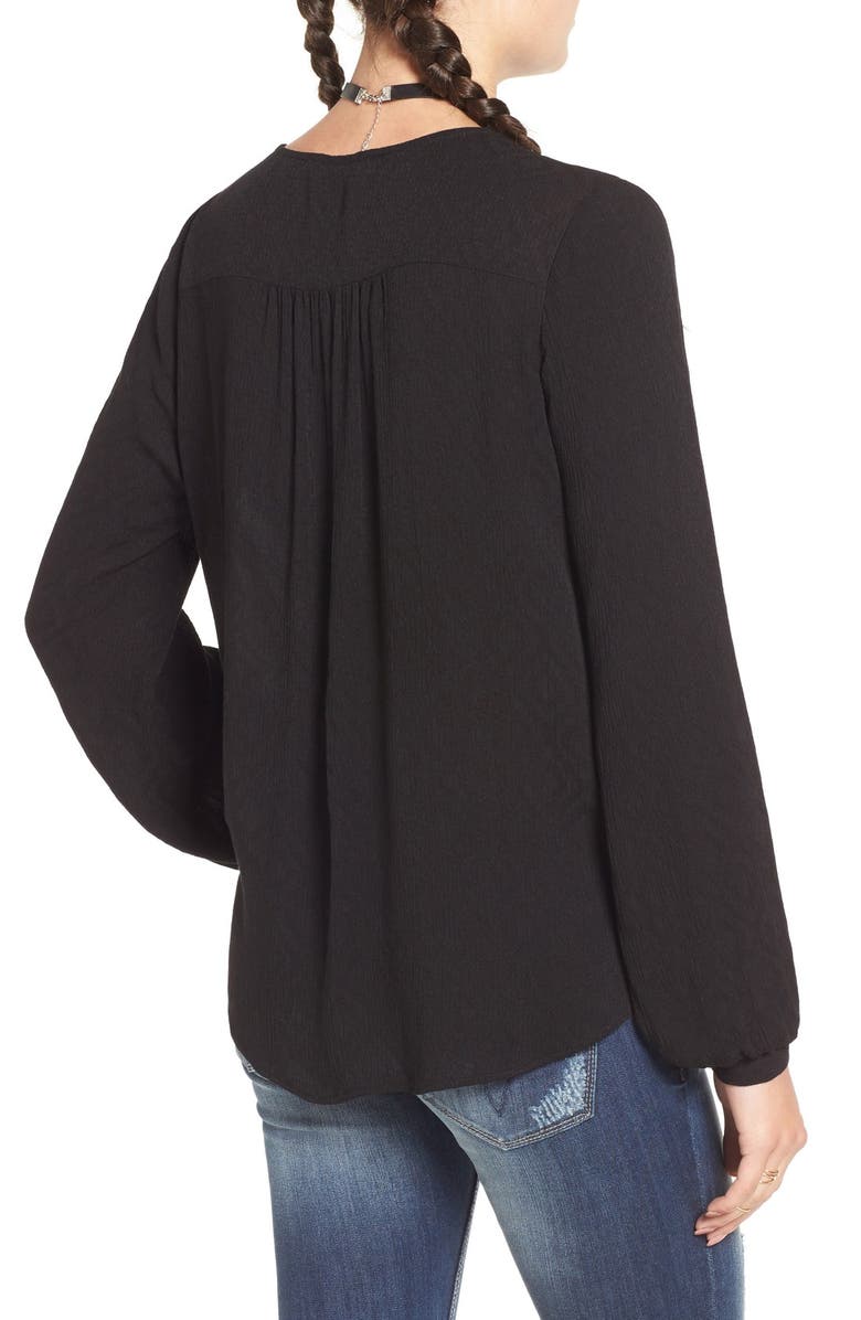 All in Favor Lace-Up Surplice Blouse, Alternate, color, 