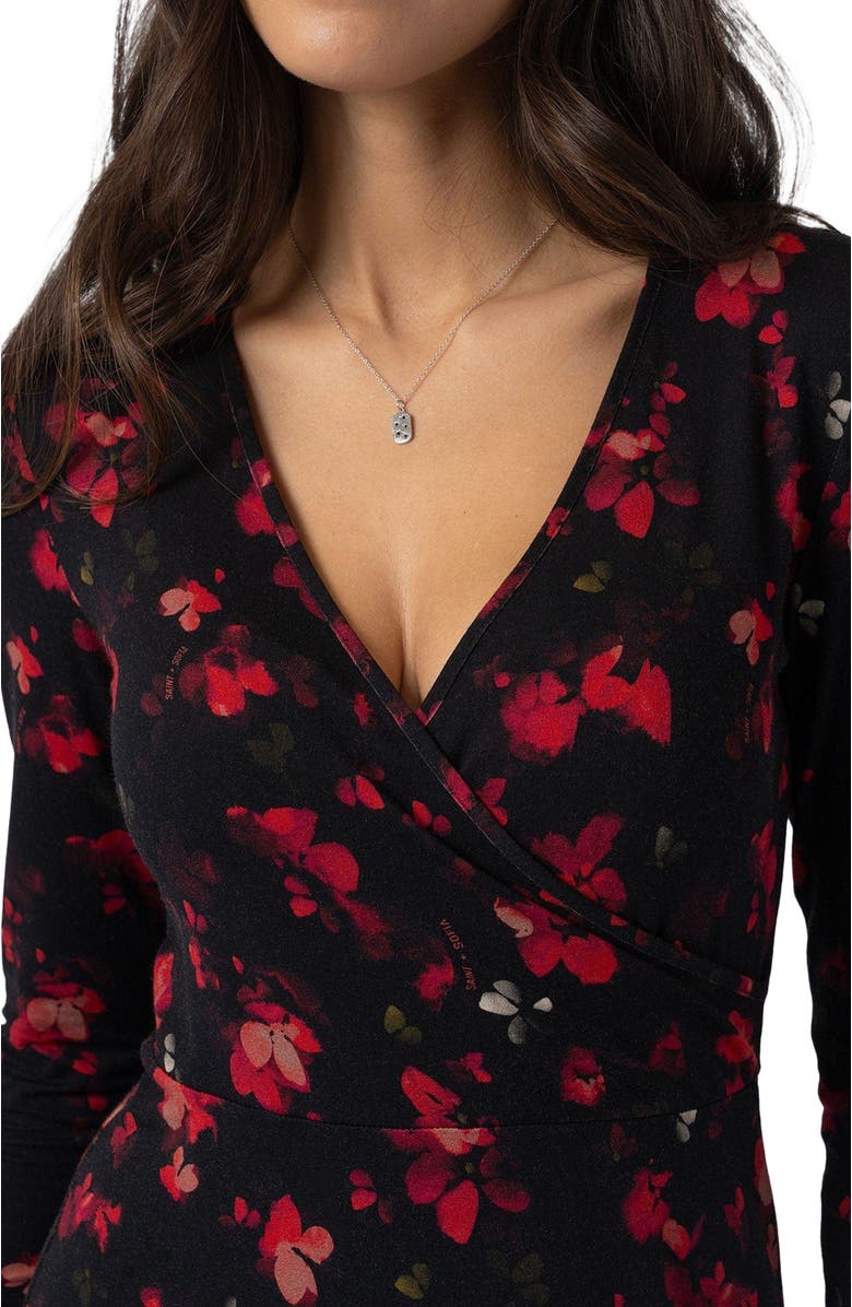 Saint + Sofia Maggie Wrap Midi Dress, Alternate, color, Pink