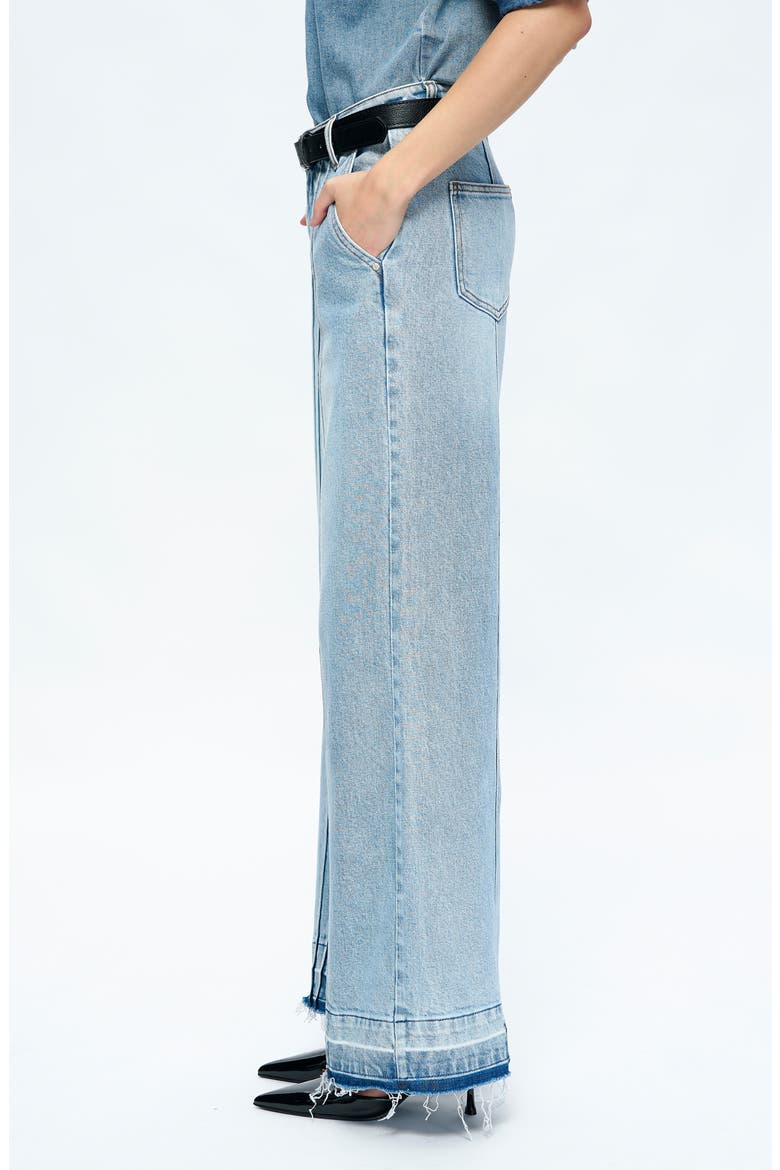 Jermy Seamed High Waist Raw Hem Wide Leg Jeans, Alternate, color, ICEBERG BLUE/BLUE