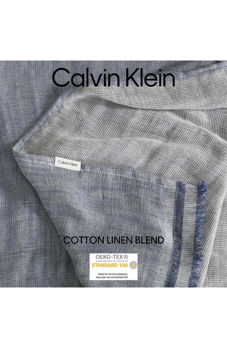 Calvin Klein Fine Weave Linen & Cotton Blend Throw Blanket, Alternate, color, Light / Medium Grey