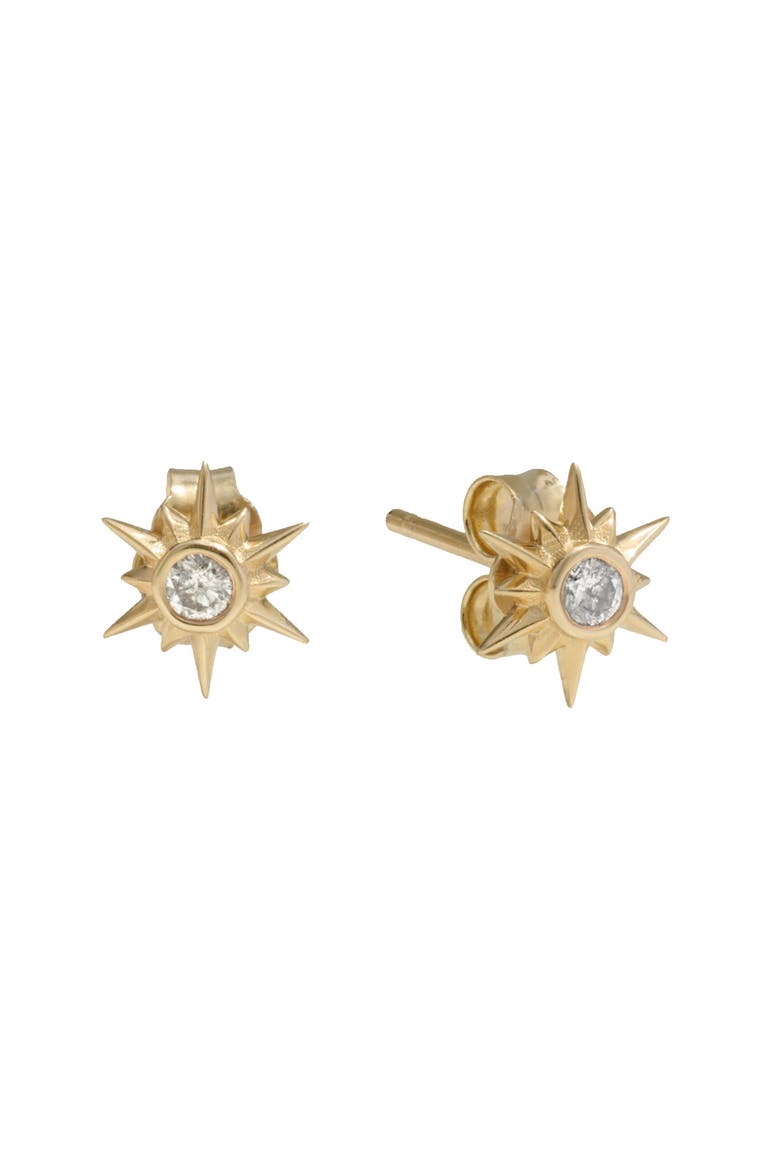 14k Gold Diamond Star Stud Earrings, Main, color, 14K YELLOW GOLD